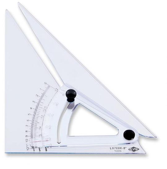 thumbnail image 2 of Alvin LX710K 10-Inch Adjustable Triangle With Trig Scale - Clear Acrylic Drafting Tool 2 of 11